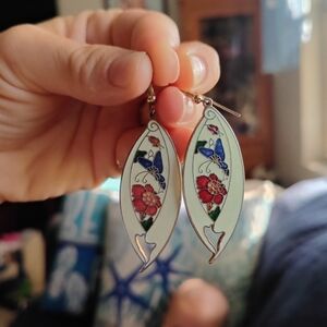 Floral Enamel Drop Earrings